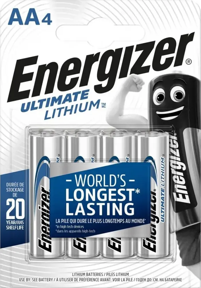 

Батарейка Energizer Ultimate Lithium, AA (FR6), 1.5V, 4 шт. (E301535300)