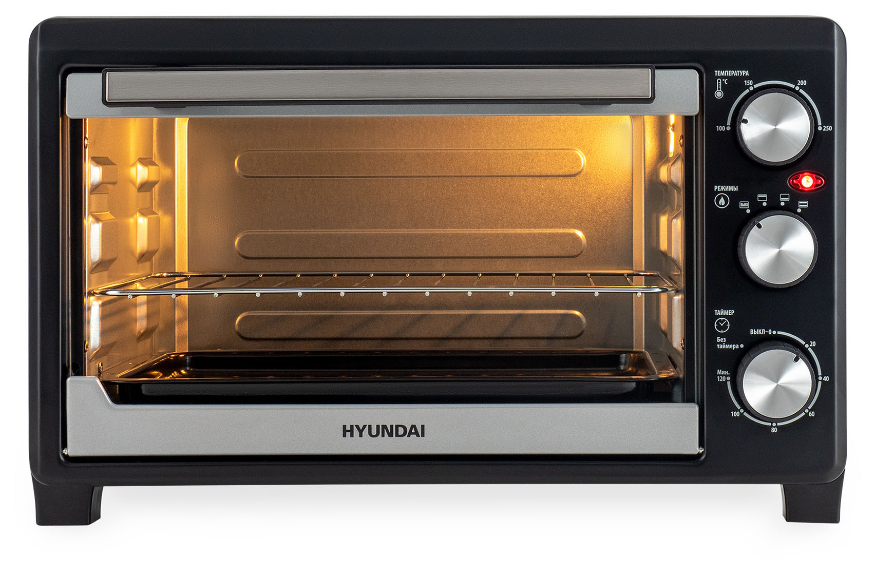 

Мини-печь Hyundai MIO-HY072 1.5 кВт, черный/серебристый, MIO-HY072