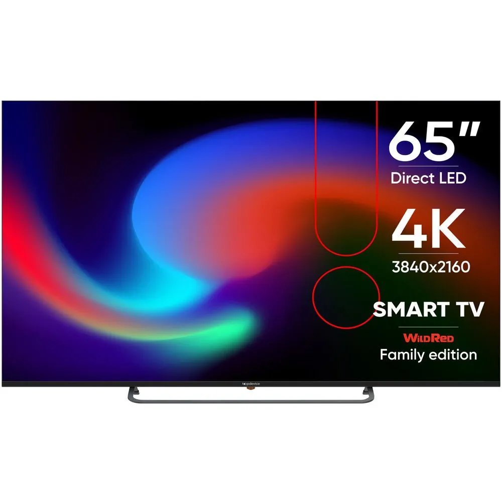 

Телевизор 65" Topdevice TDTV65BS05U_BK, 3840x2160, HDMIx3, USBx2, WiFi, Smart TV, черный (TDTV65BS05U_BK), TDTV65BS05U_BK
