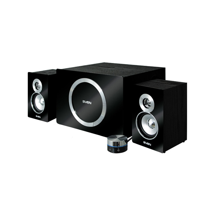 Акустика 2.1 SVEN MS-1085 2x13W+20W, ПДУ проводной, Black б/у, после ремонта, следы эксплуатации, комплект полный