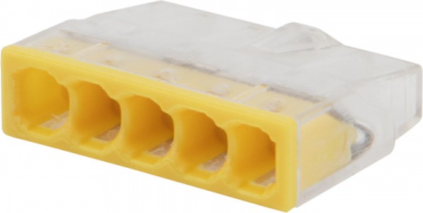 

Клемма монтажная Rexant СМК 2273-205 5x0,5 - 2,5 мм², 100 шт., желтый/прозрачный (07-3214), СМК 2273-205