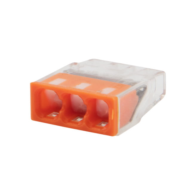 Клемма монтажная Rexant СМК 2273-243 3x0,5 - 2,5 мм², 20 шт., с пастой, оранжевая/прозрачная (07-3217-20), цвет оранжевая/прозрачная - фото 1