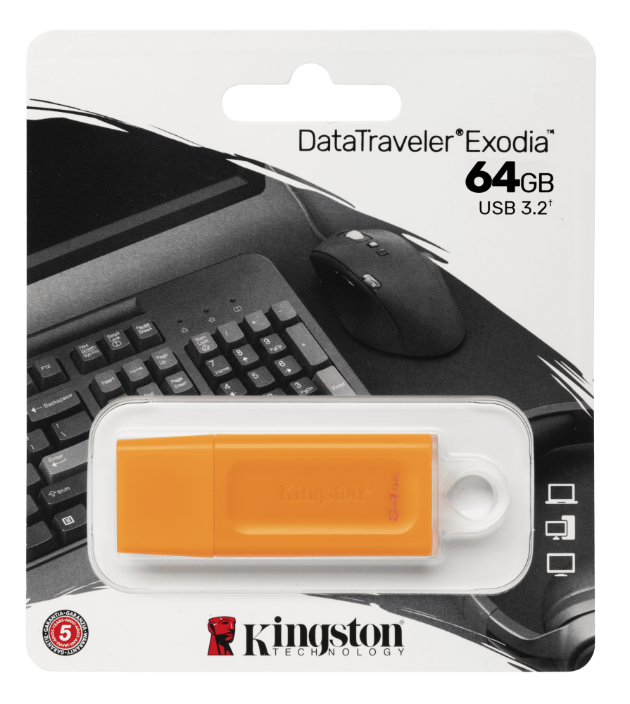 

Флешка 64Gb USB 3.2 Kingston DataTraveler Exodia, оранжевый (KC-U2G64-7GO)