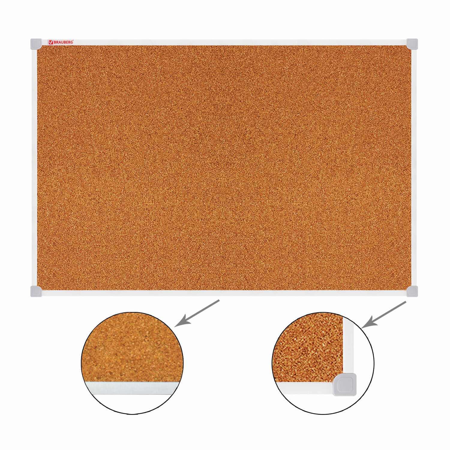 

Демонстрационная доска Brauberg Cork пробковая, 50x70см, пробка (коричневый)/пластик (серый) (238188), Cork