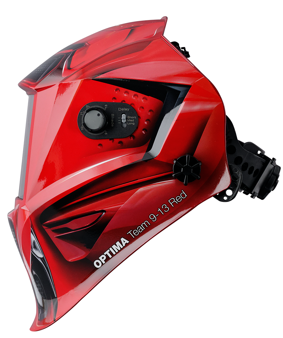 

Маска сварщика Fubag OPTIMA TEAM 9-13 RED, светофильтр хамелеон, степень затемнения 9 DIN-13 DIN, смотровое окно 95х36 мм (38075), Черный, OPTIMA TEAM 9-13 RED