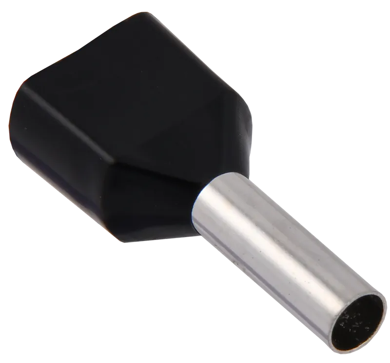 Наконечник НШВИ2, 1.5 мм²/1.5 мм², медь, луженый, под опрессовку, изолированный, черный, 100 шт., Generica 1,5-8 (UGN31-008-D15-100-G)