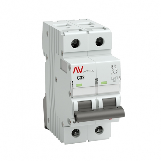 

Выключатель автоматический EKF AV-6 AVERES двухполюсный (2P/2П) 32А C 6 kA (mcb6-2-32C-av), AV-6