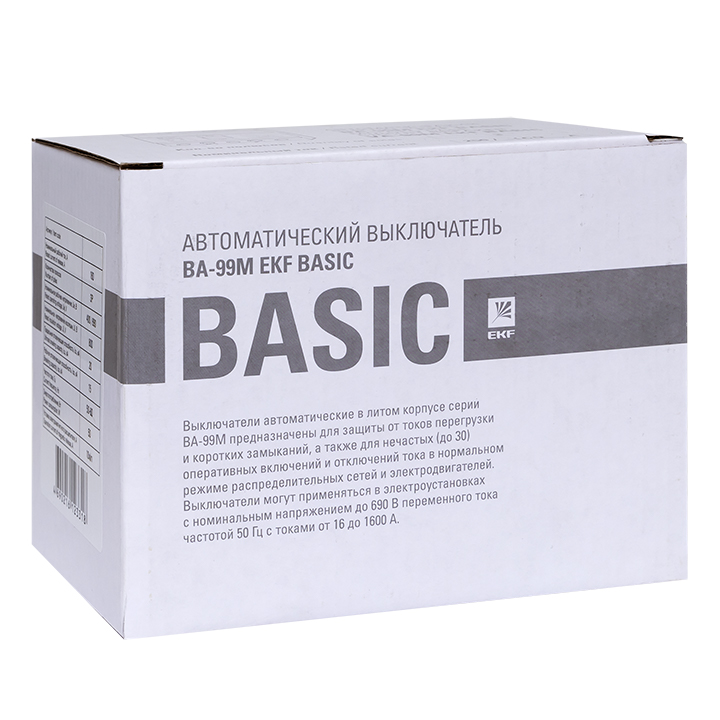 

Выключатель автоматический EKF BA-99ML Basic трехполюсный (3P/3П) 63А A 18кА (mccb99-100-63mI), BA-99ML