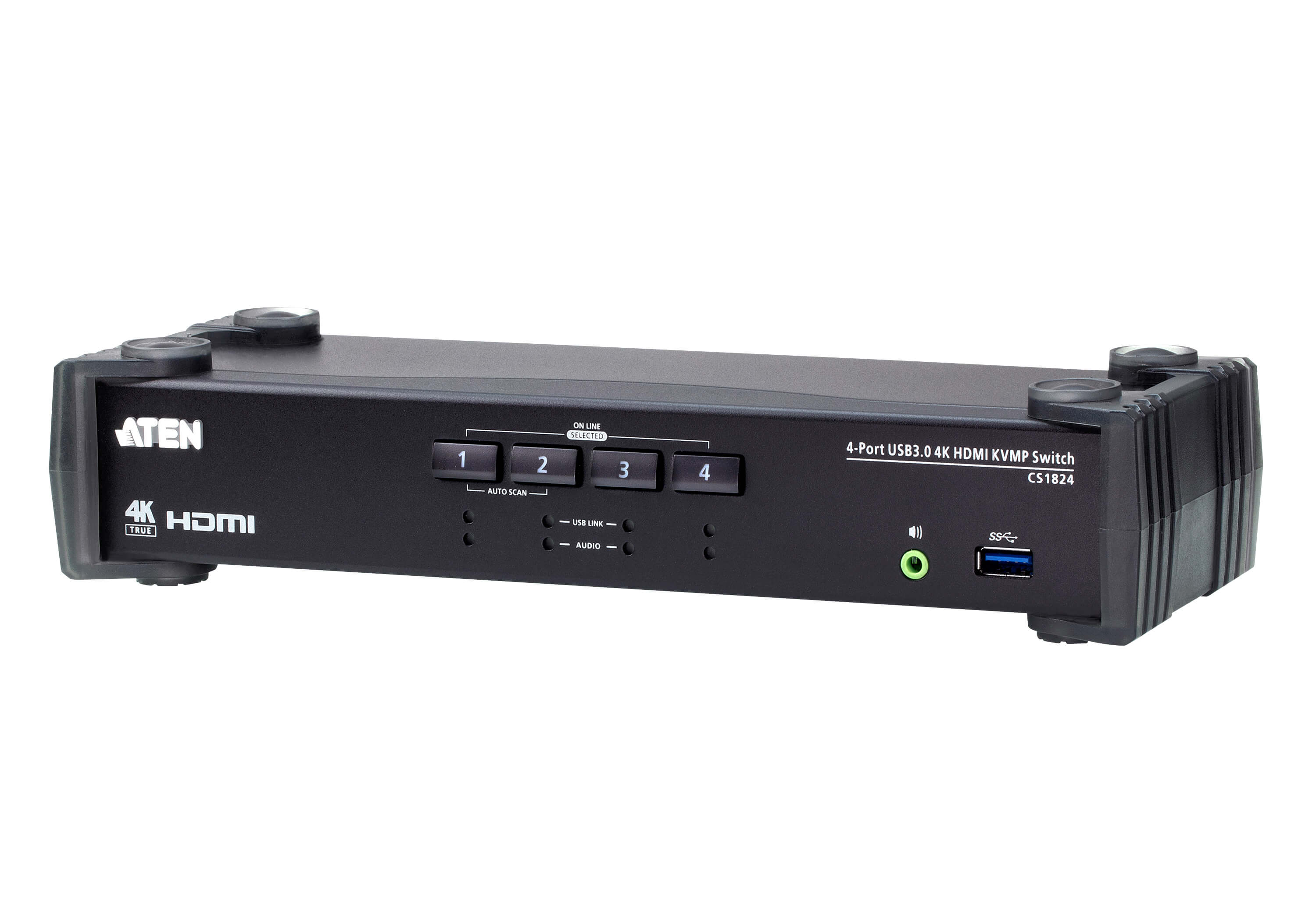 Переключатель KVM (КВМ) ATEN CS1824, 4-ПК, HDMI до 4096x2160, клавиатура USB, мышь USB (CS1824-AT-G) - фото 1