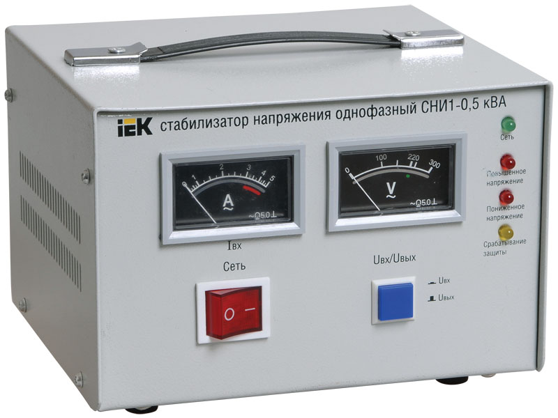 

Стабилизатор напряжения IEK СНИ1-1,5, 1500 VA, серый (IVS10-1-01500), СНИ1-1,5