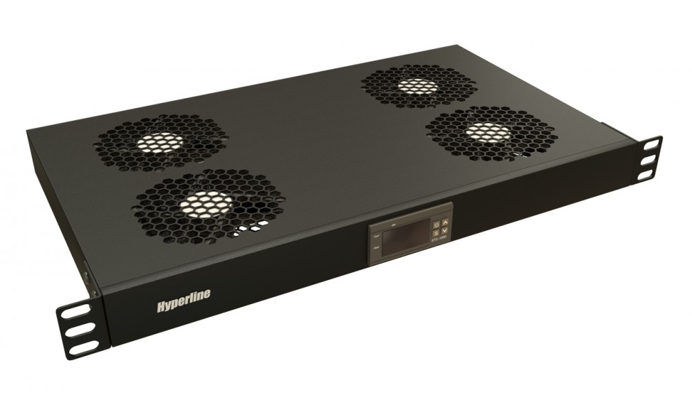 Блок вентиляторов Hyperline TRFA-WB-MICR-4F-RAL9004, вентиляторов: 4