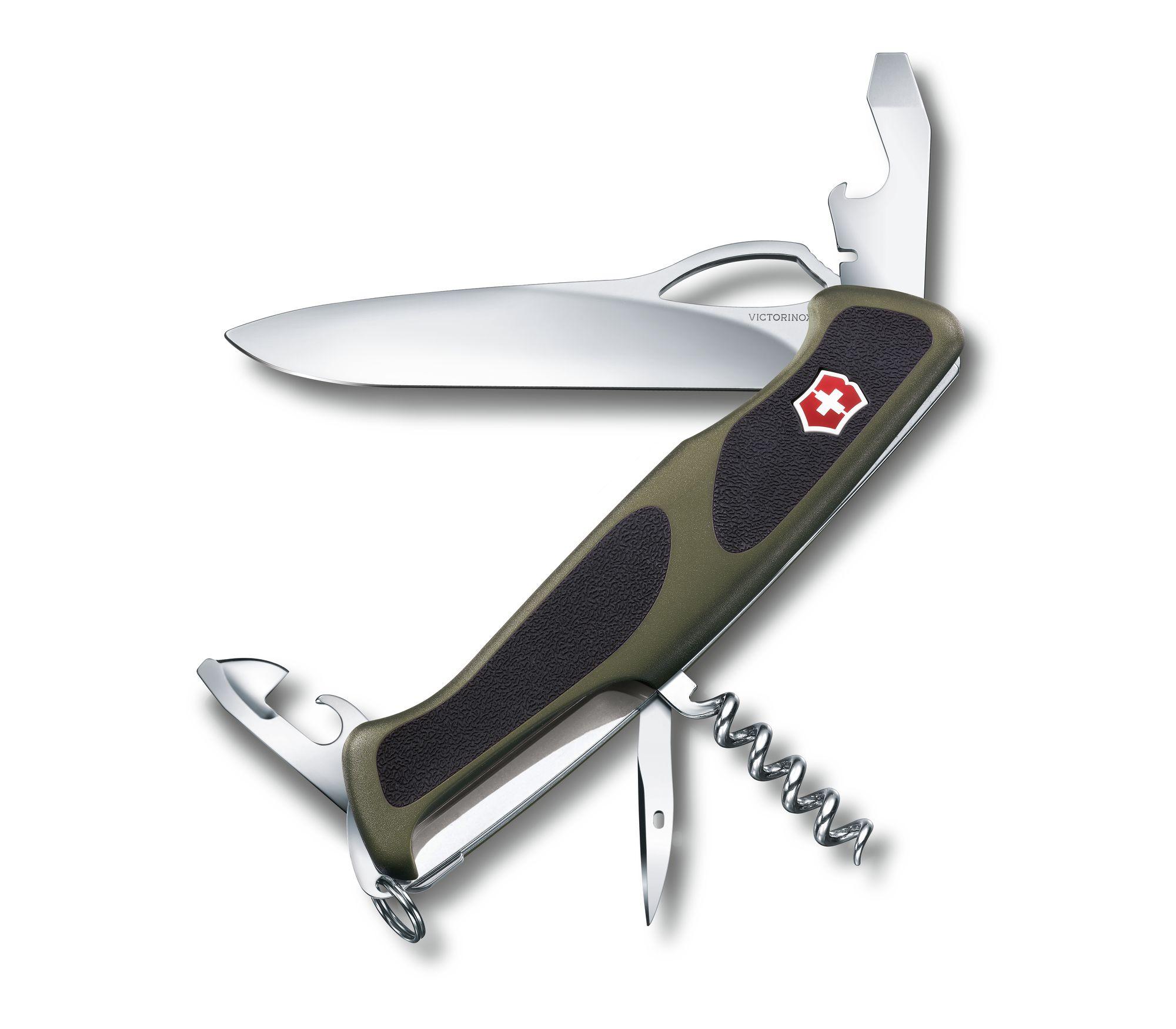 Мультитул 11 в 1, Зеленый/Черный, VICTORINOX RangerGrip 61 (0.9553.MC4)