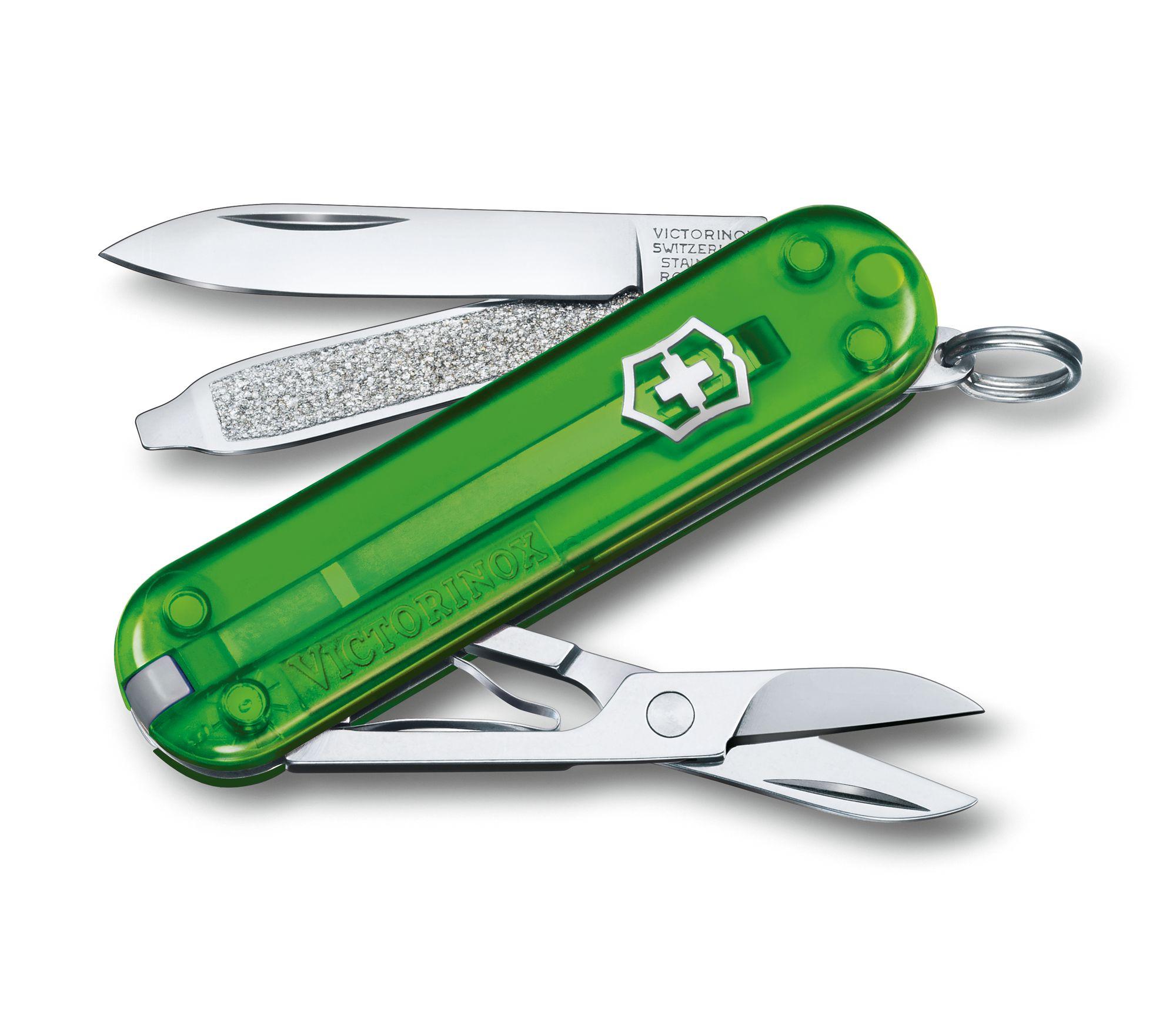 Мультитул 7 в 1, зеленый, VICTORINOX Classic SD Transparent Green Tea (0.6223.T41G)