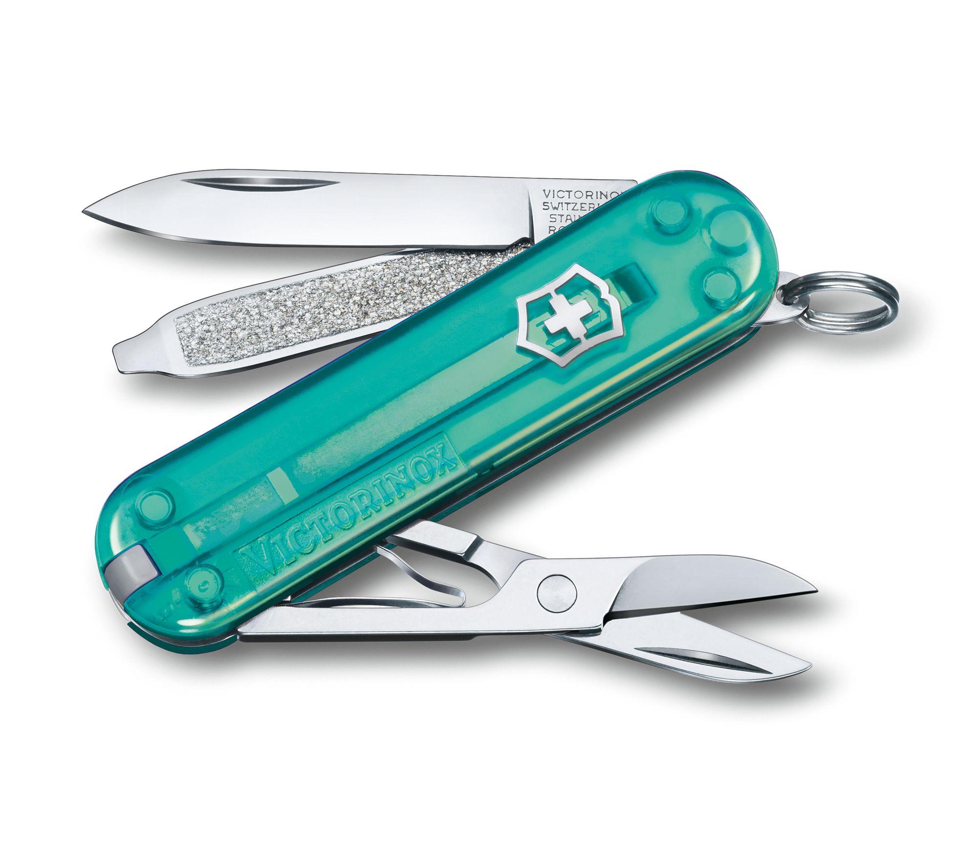 Мультитул 7 в 1, бирюзовый, VICTORINOX Classic SD Transparent Tropical Surf (0.6223.T24G)