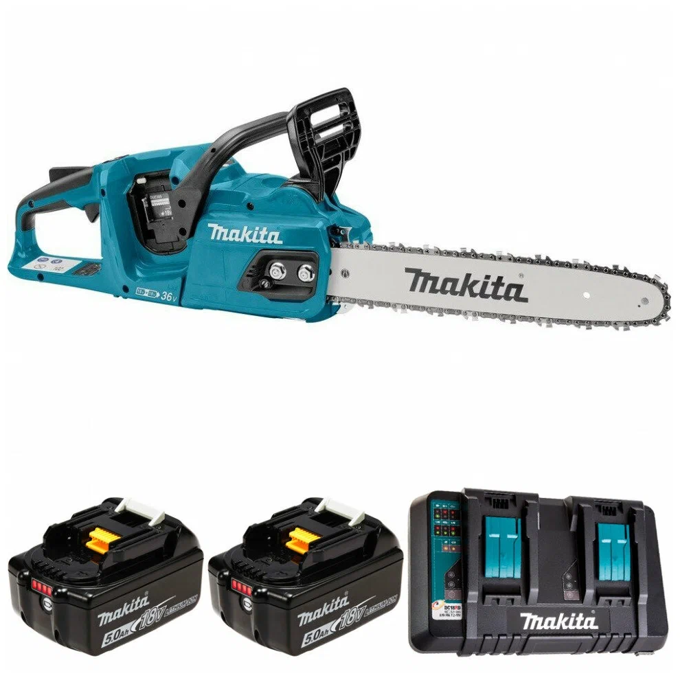 

Пила цепная Makita DUC355PT2, бесщеточный, шина 35 см, шаг 3/8 дюйма, аккумуляторная, 18 В, 5 А·ч, Li-Ion, 4.3 кг, 2 АКБ+ЗУ (DUC355PT2), DUC355PT2