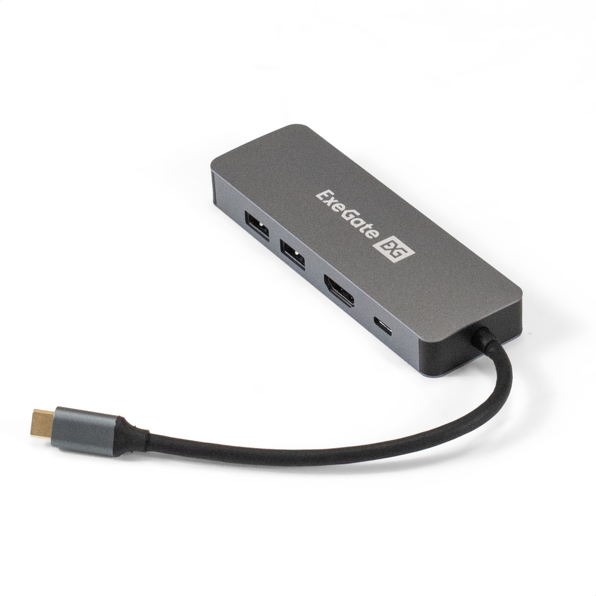 USB-концентратор Exegate DUB-21C/PD/HL, 2xUSB 3.0, 1xUSB-C, серый + 1xHDMI 4K@60Hz, USB-C/PD 100W, RJ-45 10/100/1000Mb (EX293982RUS)