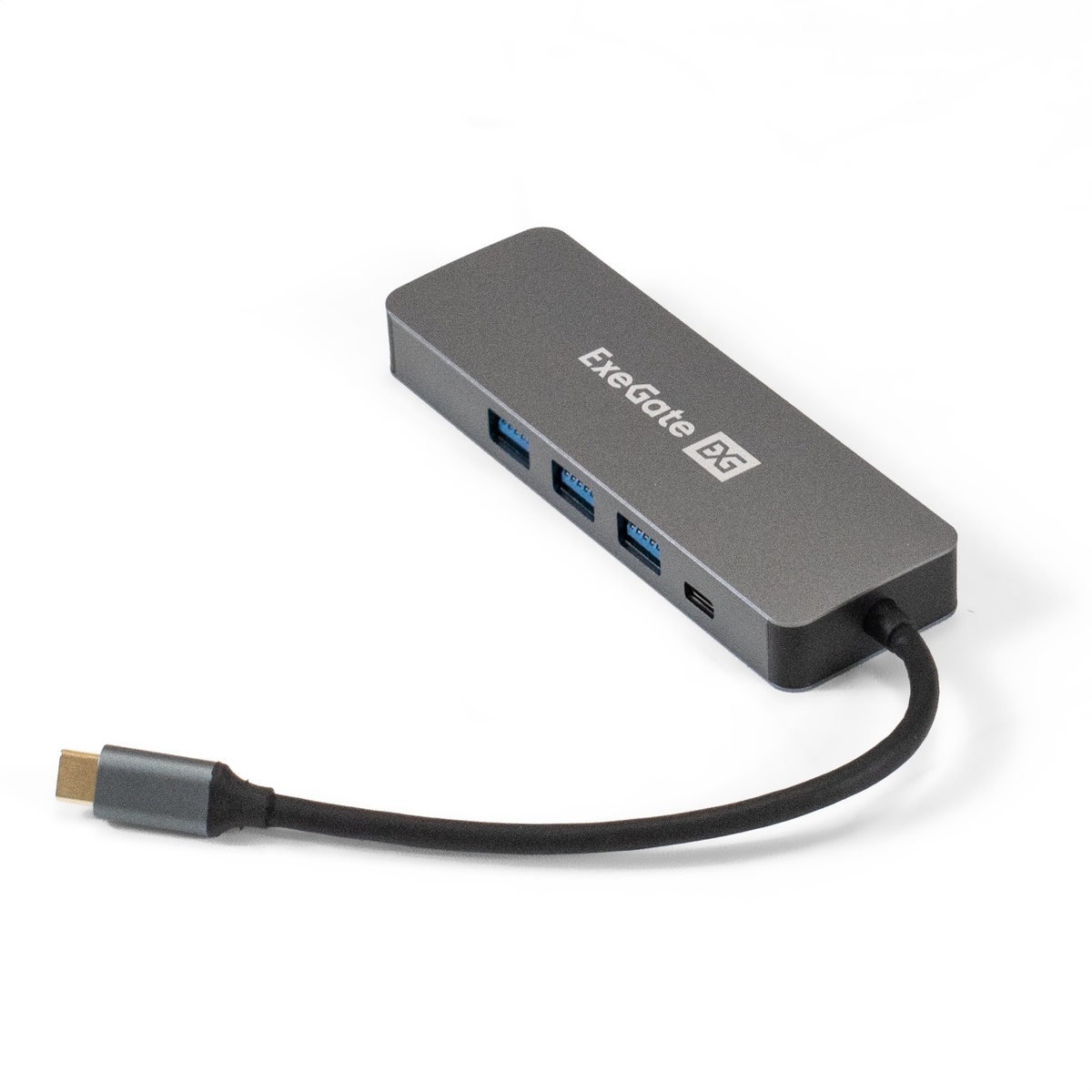 USB-концентратор Exegate DUB-31C/PD/H, 3xUSB 3.0, 1xUSB-C, серый + 1xHDMI 4K@30Hz, USB-C/PD 60W (EX293984RUS)