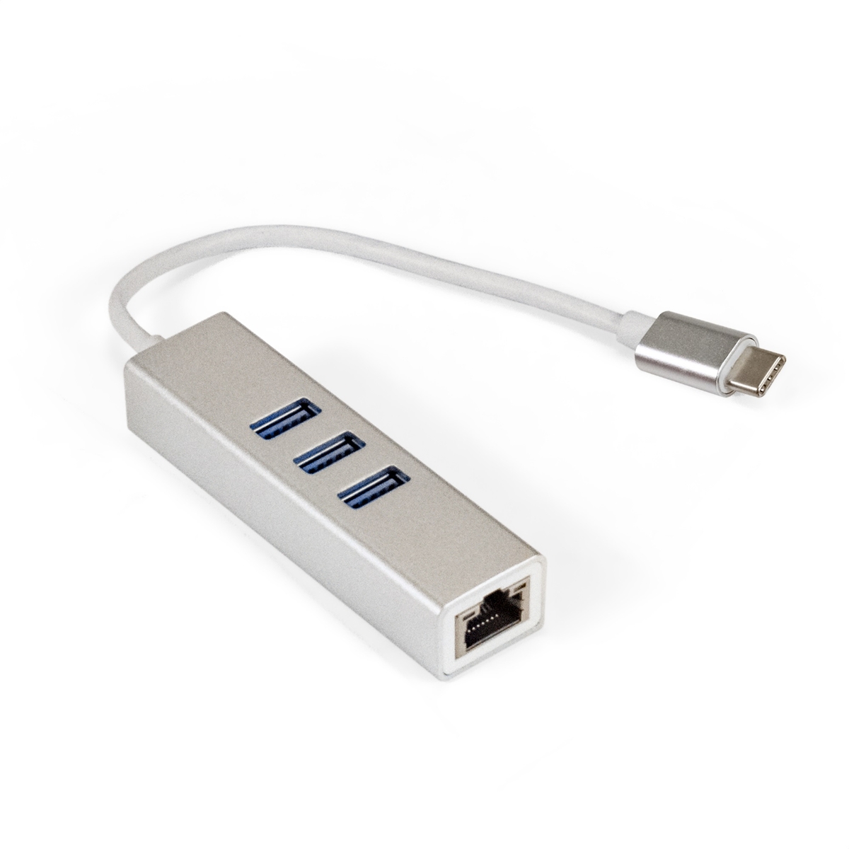 USB-концентратор Exegate EXE-77C-45, 3xUSB 3.0, серебристый + RJ45 10/100/1000 Мб/с (EX294188RUS)