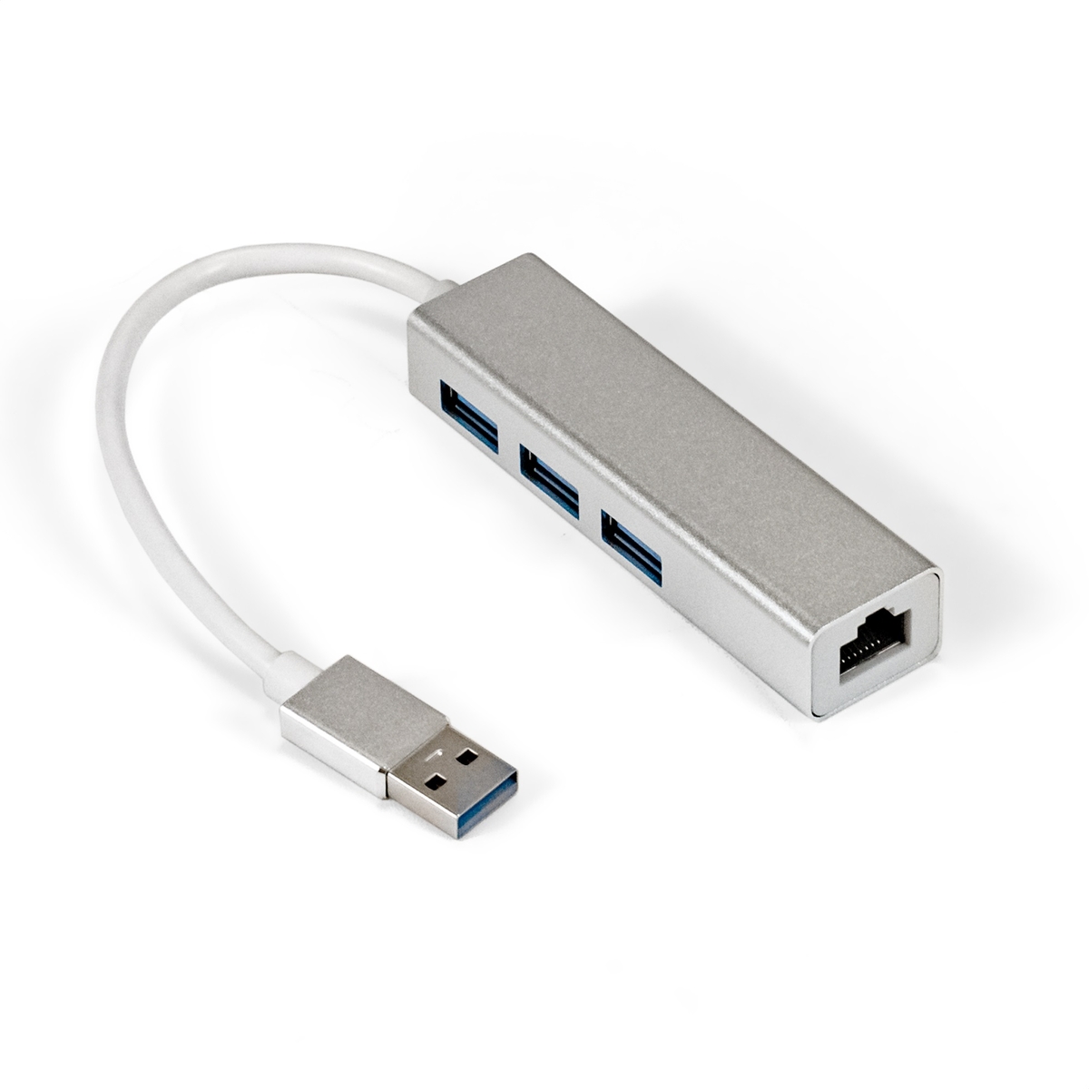 USB-концентратор Exegate EXE-77U3T-45, 3xUSB 3.0, серебристый + RJ45 10/100/1000 Мб/с (EX294185RUS)