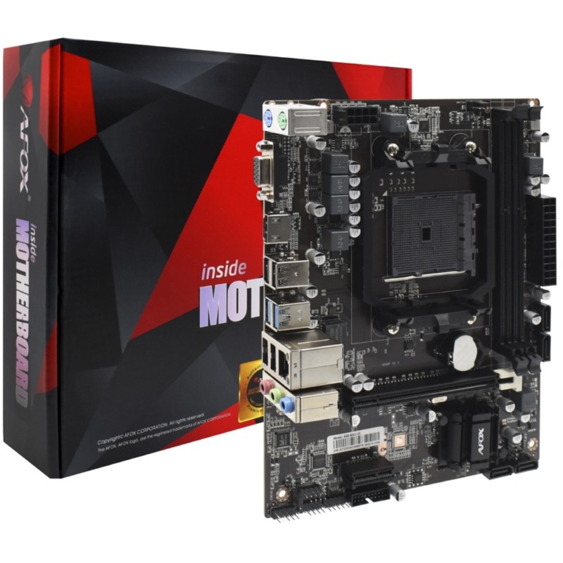 Материнская плата AFOX A88-MA2, SocketFM2+, AMD A88, 2xDDR3, PCI-Ex16, 4SATA3, 5.1-ch, 4 USB 3.0, VGA, HDMI, mATX, Retail б/у, следы установки, полный комплект