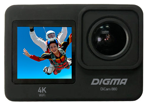 Экшн-камера Digma DiCam 880, 16 MP, 3840x2160, USB, WiFi, черный (DC880)