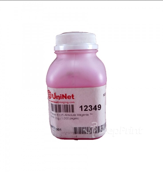 

Тонер Uninet 12349, бутыль 30 г, пурпурный, совместимый для Xerox Phaser 6125, 1K, 12349