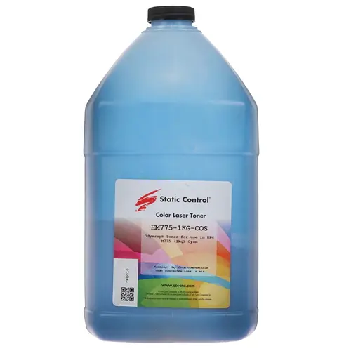 Тонер Static Control HM775-1KG-COS, бутыль 1 кг, голубой, совместимый для CLJ Enterprise 700 M775/CP5520/CP5525/M750; CLJ Pro CP5225 (HM775-1KG-COS)