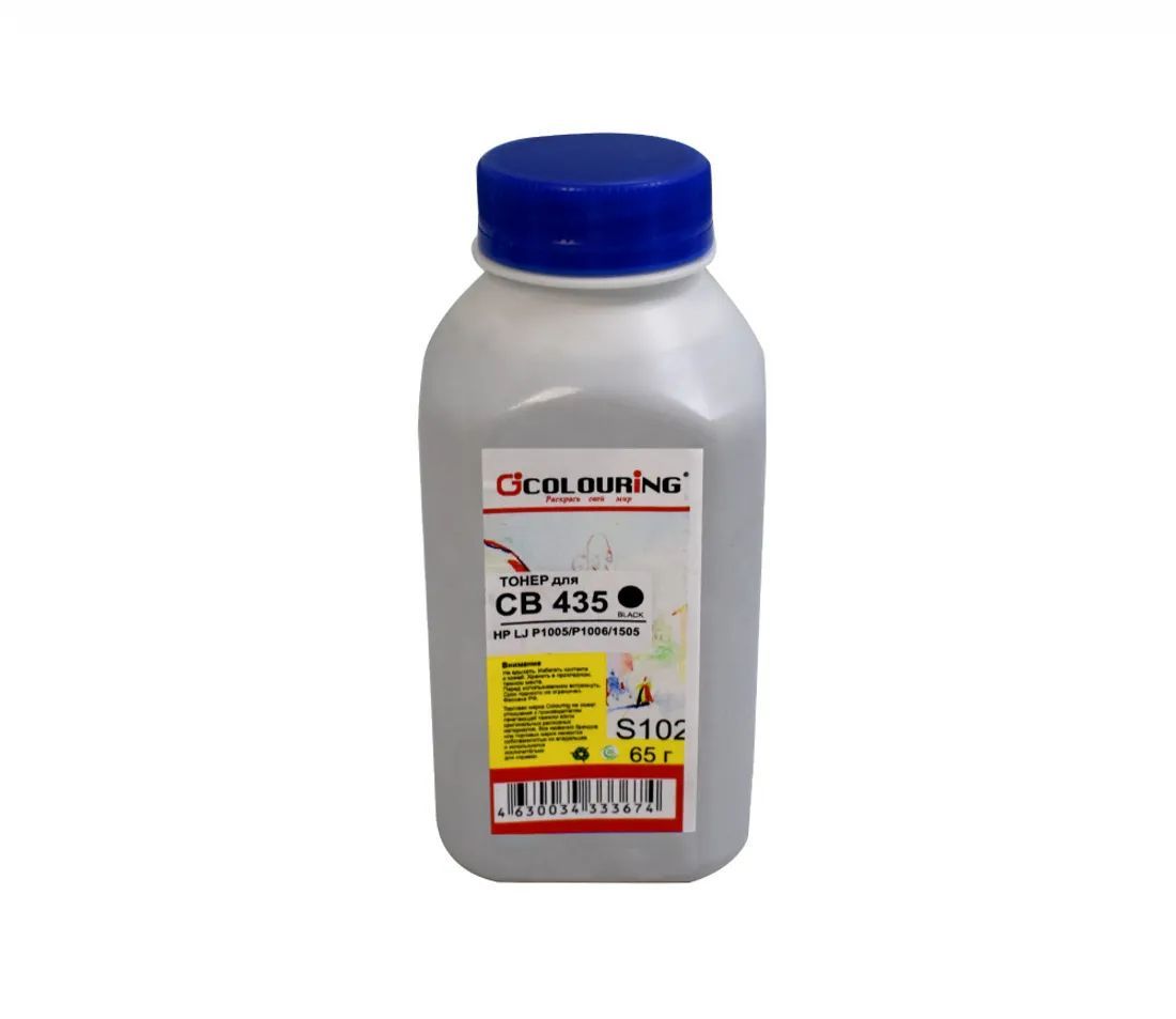 

Тонер Colouring CG-65-TNR-CB435, бутыль 65 г, черный, совместимый для LJ P1005/P1006/1505, CG-65-TNR-CB435