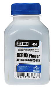 Тонер B&W STA-551, бутыль 45 г, черный, совместимый для Xerox Phaser 3010/3040/WC3045, Standart