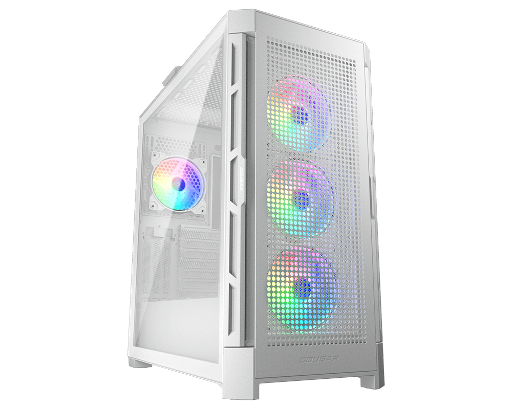 Корпус COUGAR Airface Pro RGB, EATX, Midi-Tower, 2xUSB 3.0, USB Type-C, RGB подсветка, белый, без БП (CGR-5AD1W-AIR-RGB)