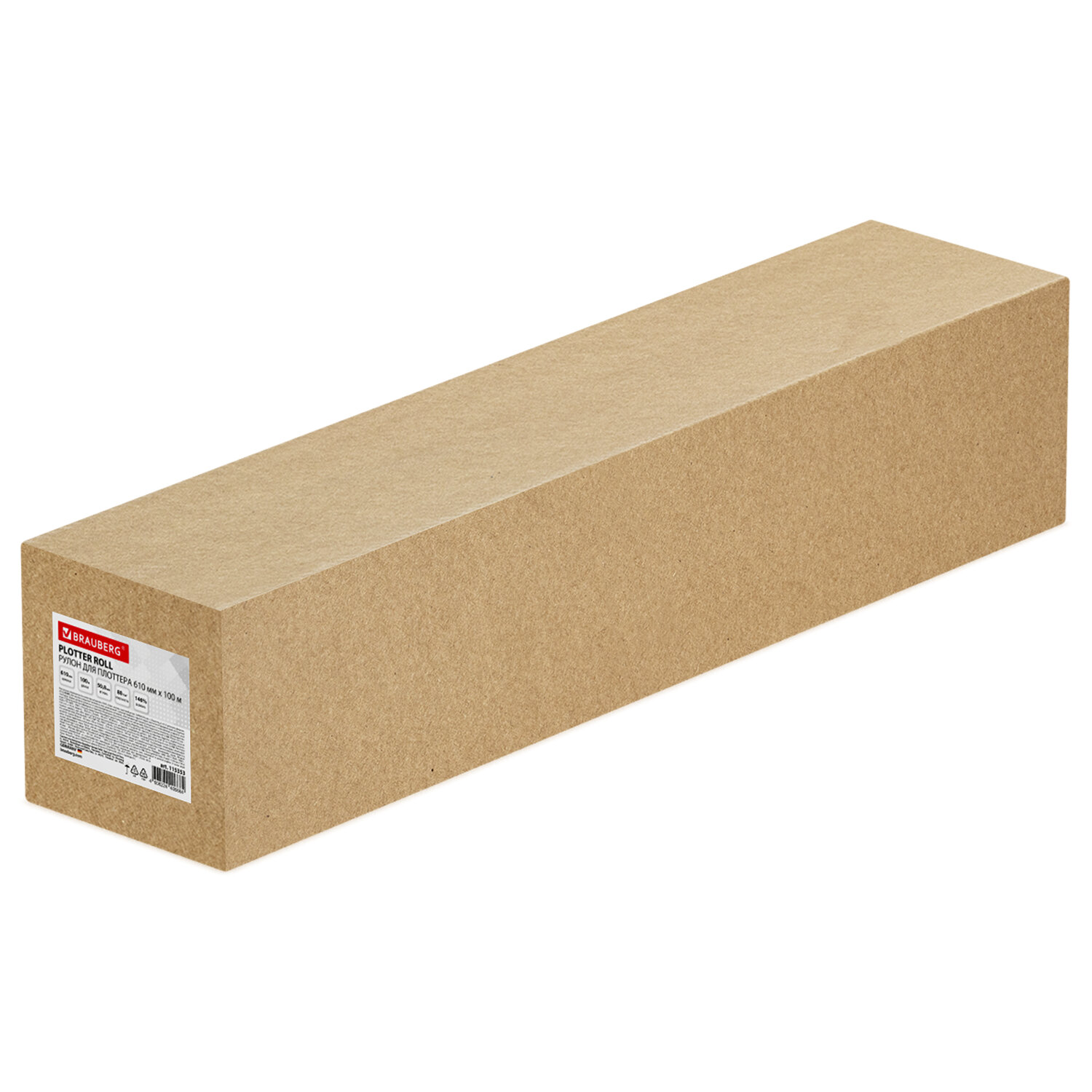 

Бумага рулон 24"(610мм) x 100 м, втулка 2" (50.8мм), 80 г/м², белизна 146%, BRAUBERG STANDARD+ 115353 (115353), 115353