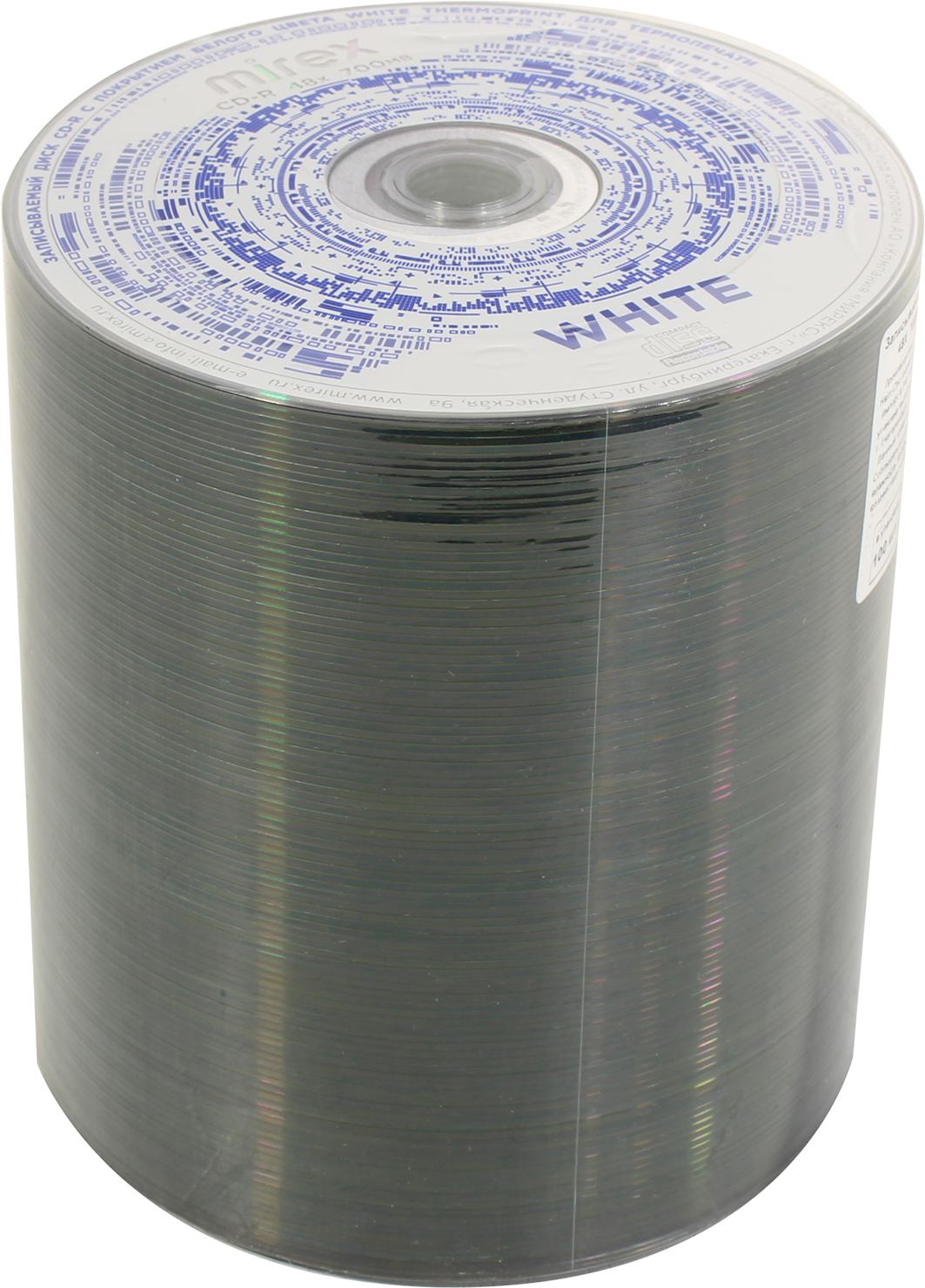 Диск Mirex CD-R, 700Mb, 48x, термопленка, 100 шт, Printable (200895)