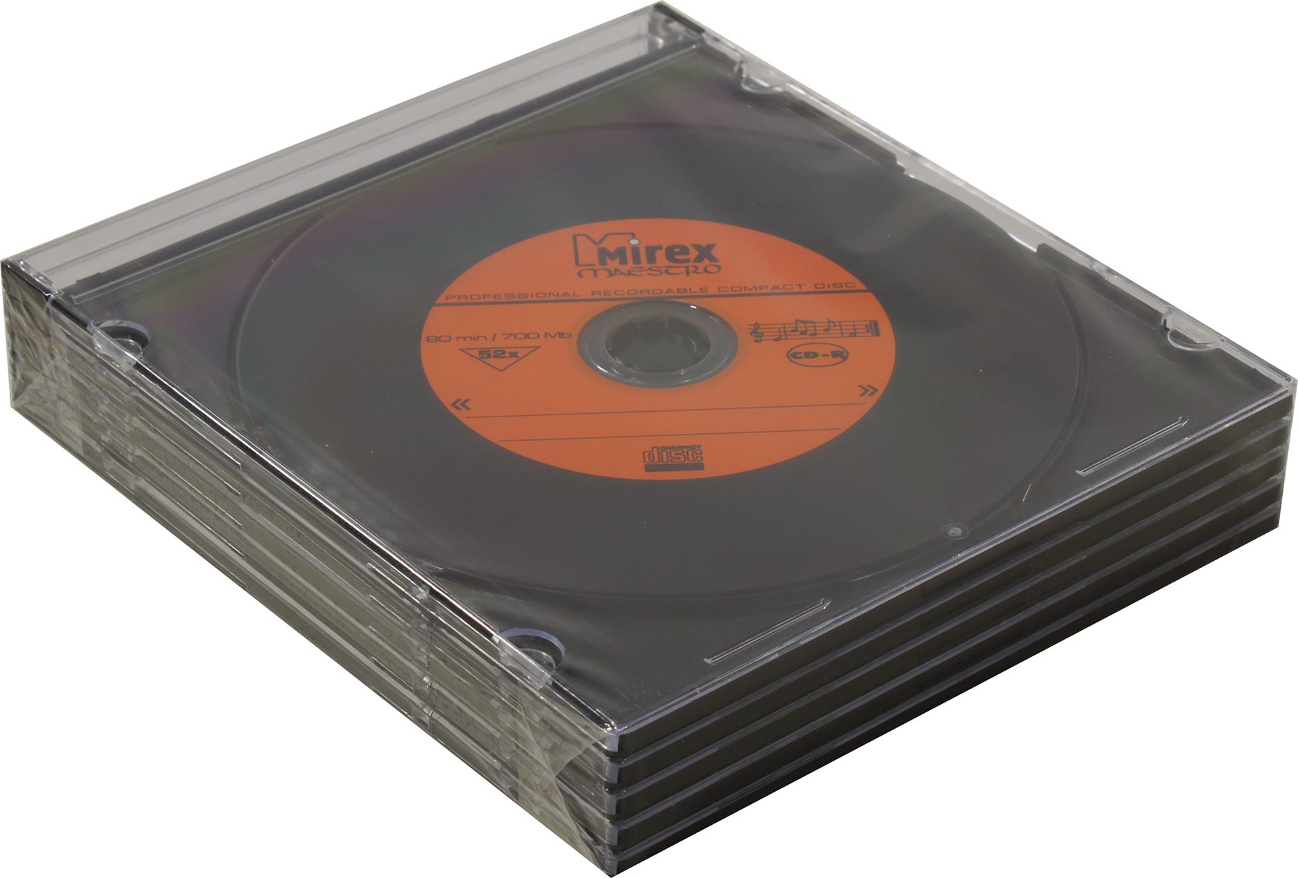 Диск Mirex CD-R, 700Mb, 52x, Jewel Case, 5 шт (203056)