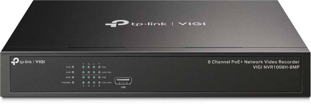 

Сетевой видеорегистратор (NVR) TP-Link VIGI NVR1008H-8MP, каналов: 8, отсеков HDD: 1, IP, PoE портов: 8 по 30 Вт (макс. 113 Вт) (VIGI NVR1008H-8MP), NVR1008H-8MP