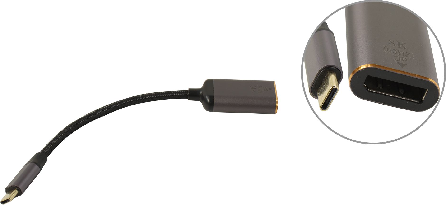 

Кабель-переходник (адаптер) USB Type-C(m)-DisplayPort(f), 10 см, черный, KS-IS KS-796 (KS-796), KS-796