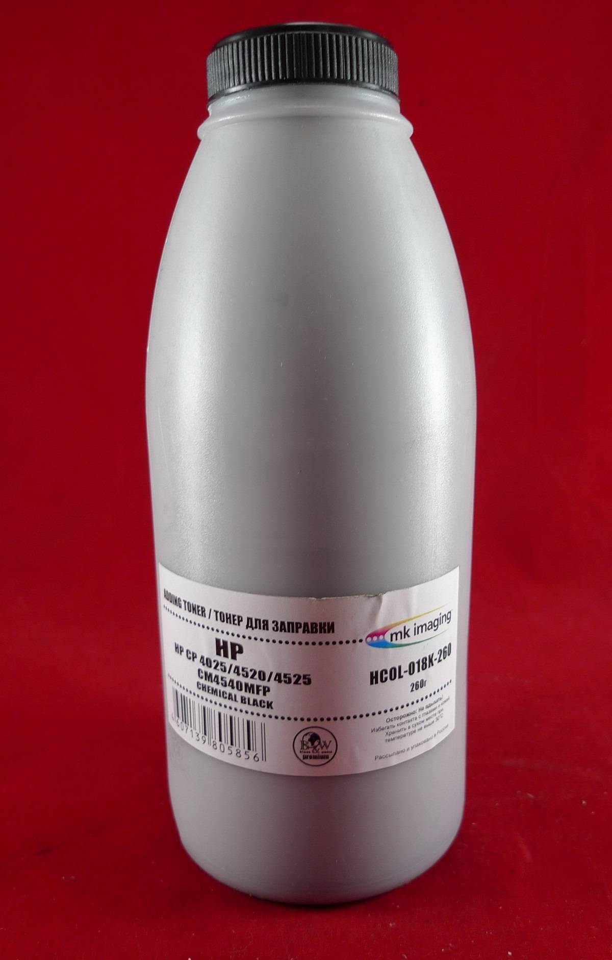 

Тонер B&W HCOL-018K-260, бутыль 260 г, черный, совместимый для CP 4025/4520/4525/CM4540MFP, Premium, HCOL-018K-260