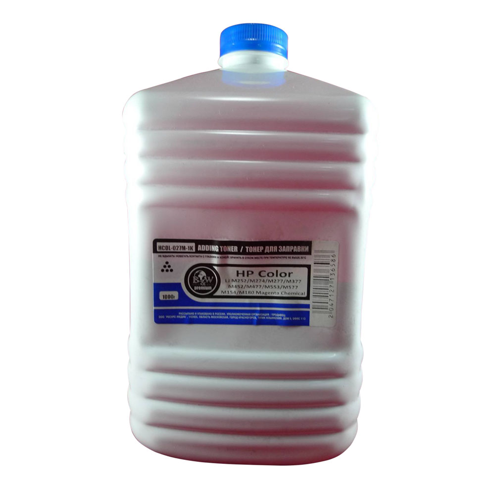

Тонер B&W HCOL-027M-1K, канистра 1 кг, пурпурный, совместимый для CF403/CF413/CF363/CF513/CF533/CF543, Premium, HCOL-027M-1K