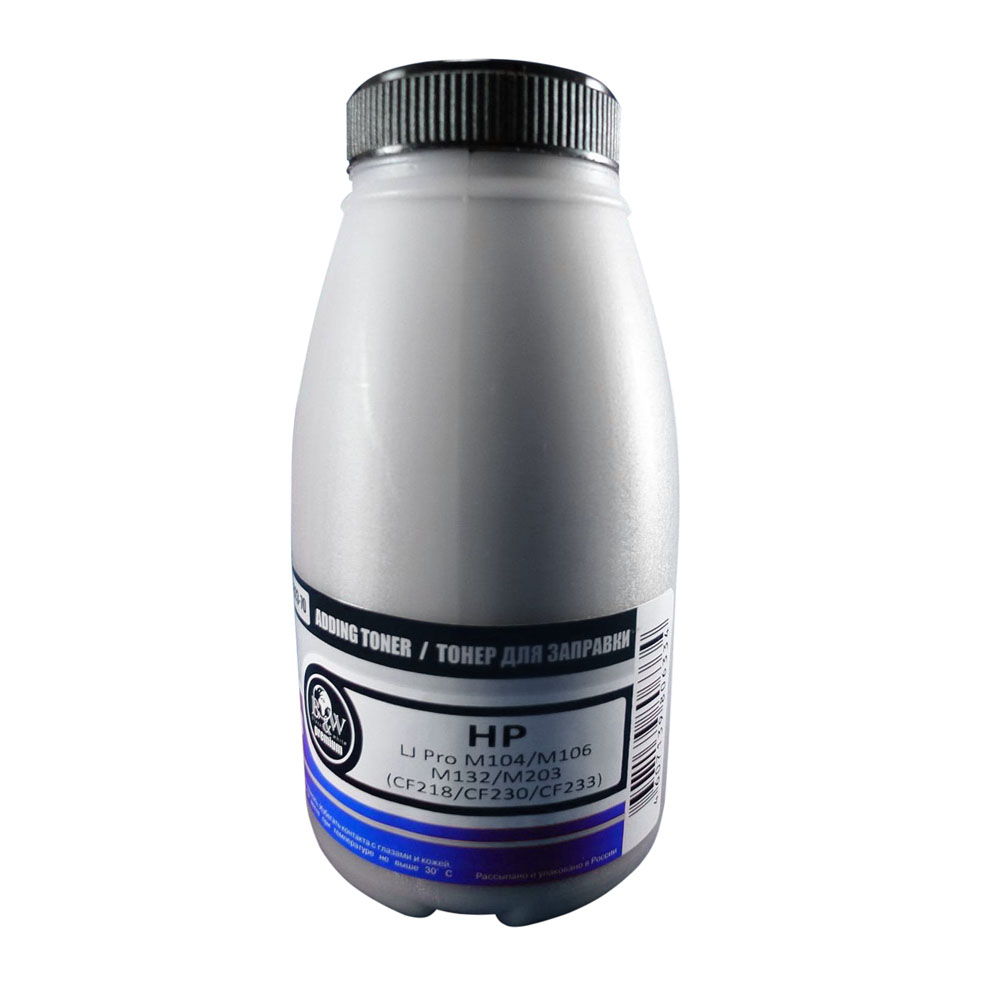 

Тонер B&W HPR-023-70, бутыль 70 г, черный, совместимый для LJ Pro M104/M106/M132/M203 (CF218/CF230/CF233), HPR-023-70