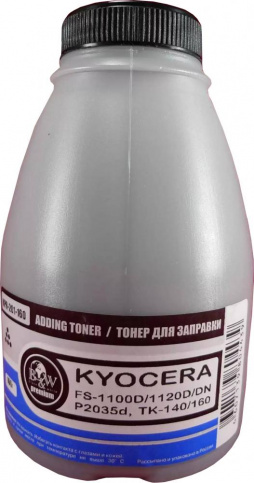 Тонер B&W KPR-201-160, бутыль 160 г, черный, совместимый для Kyocera TK-140/160, FS-1100D/1120D/DN, Premium