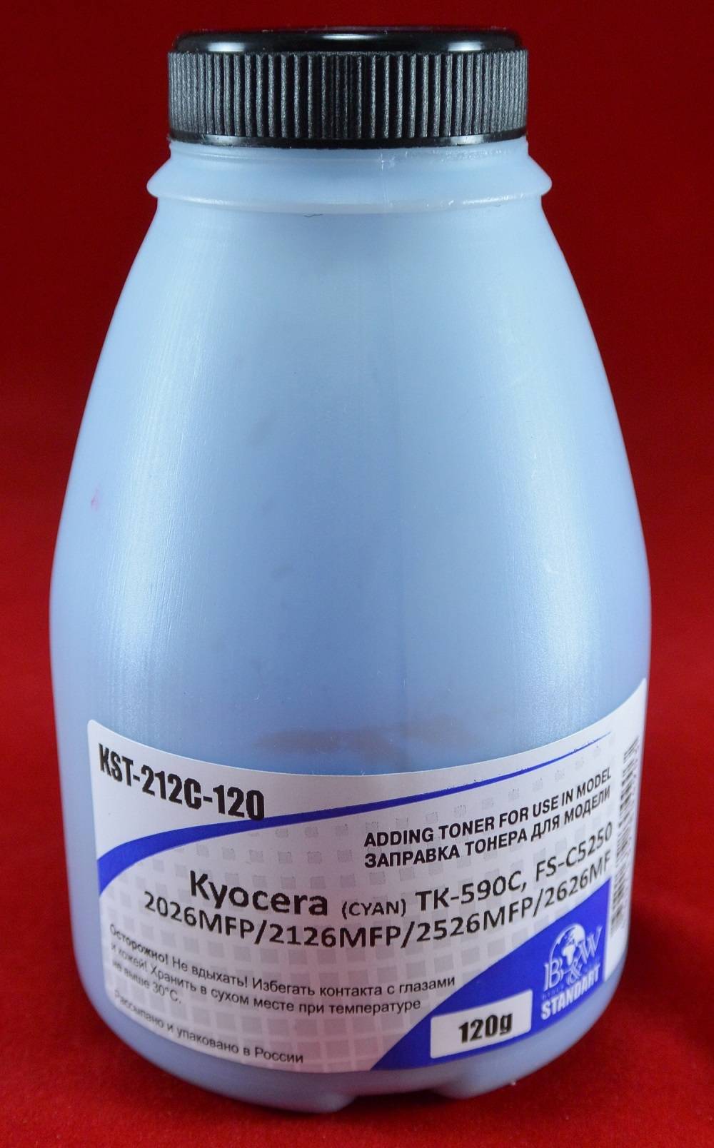 

Тонер B&W KST-212C-120 120 г, голубой, совместимый для Kyocera FS-C5250/2026MFP/2126MFP/2526MFP/2626MF, KST-212C-120