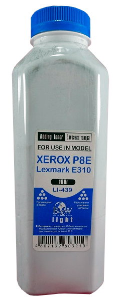 

Тонер B&W Light LI-439, бутыль 180 г, черный, совместимый для Xerox Phaser 3x00/3210/WC3119/4118/PE120/220/P8e, LI-439