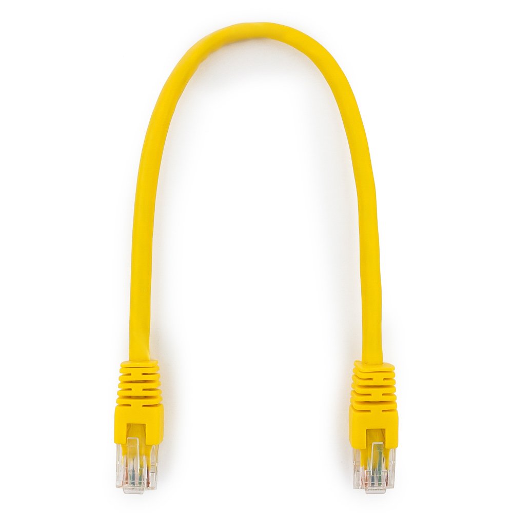 Патч-корд UTP кат.6 0.25м, RJ45-RJ45, желтый, Cablexpert (PP6U-0.25M/Y)