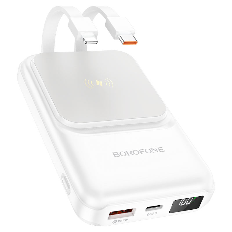 

Портативный аккумулятор (Powerbank) Borofone BJ26 Spencer, 10 А·ч, 1xUSB, 2.1А, Type-C, QC, PD, QI, белый (6974443387780), BJ26 Spencer