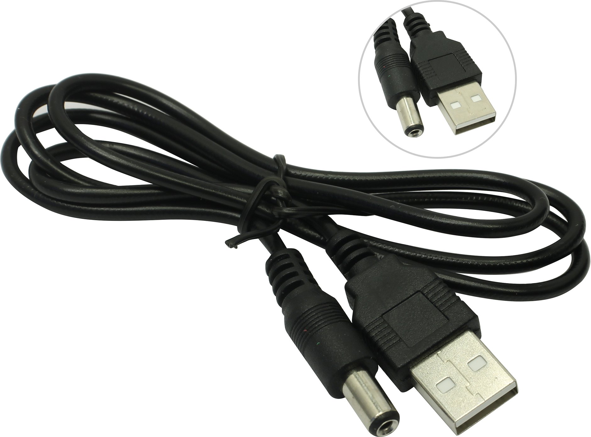 Кабель USB 2.0(Am)-DC 5.5x2.1mm, черный, B&P U2184 (U2184 USB2.0 to DC5.5x2.1mm)