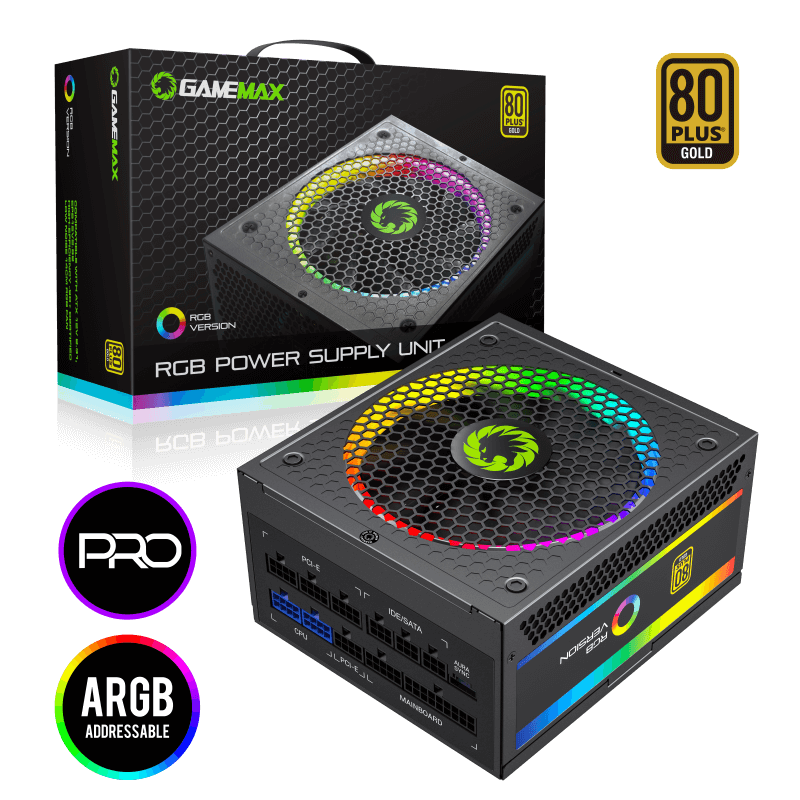 

Блок питания 750 Вт ATX GameMax RGB750 PRO, 140 мм, 80 Plus Gold, Retail, RGB750 PRO