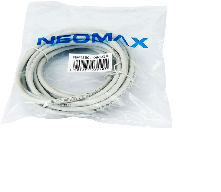 

Патч-корд UTP кат.5e, 5м, RJ45-RJ45, серый, Neomax (UTP-050), UTP-050