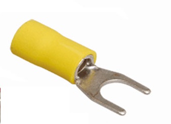 Наконечник НВИ вилочный, 4 мм²/6 мм², под опрессовку, изолированный, желтый, 100 шт., Netko Optima (SVS 5,5-5)