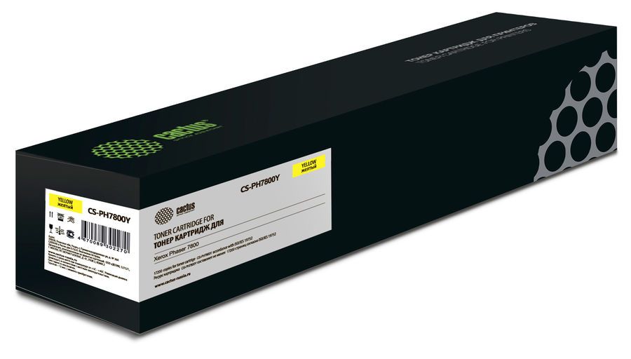 

Картридж лазерный Cactus CS-PH7800Y (106R01572), желтый, 17200 страниц, совместимый для Xerox Phaser 7800 без чипа