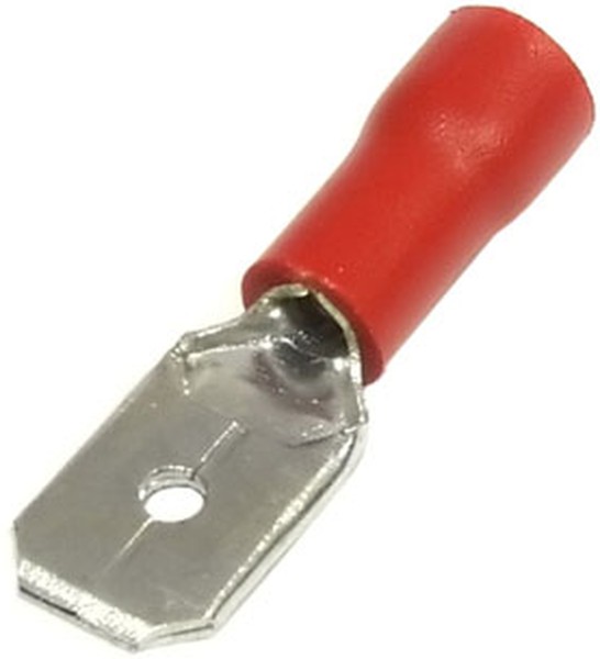 Наконечник КНИ клемма ножевая, 0.5 мм²/1.5 мм², под опрессовку, изолированный, красный, 100 шт., Netko Optima (MDD 1,25-250)