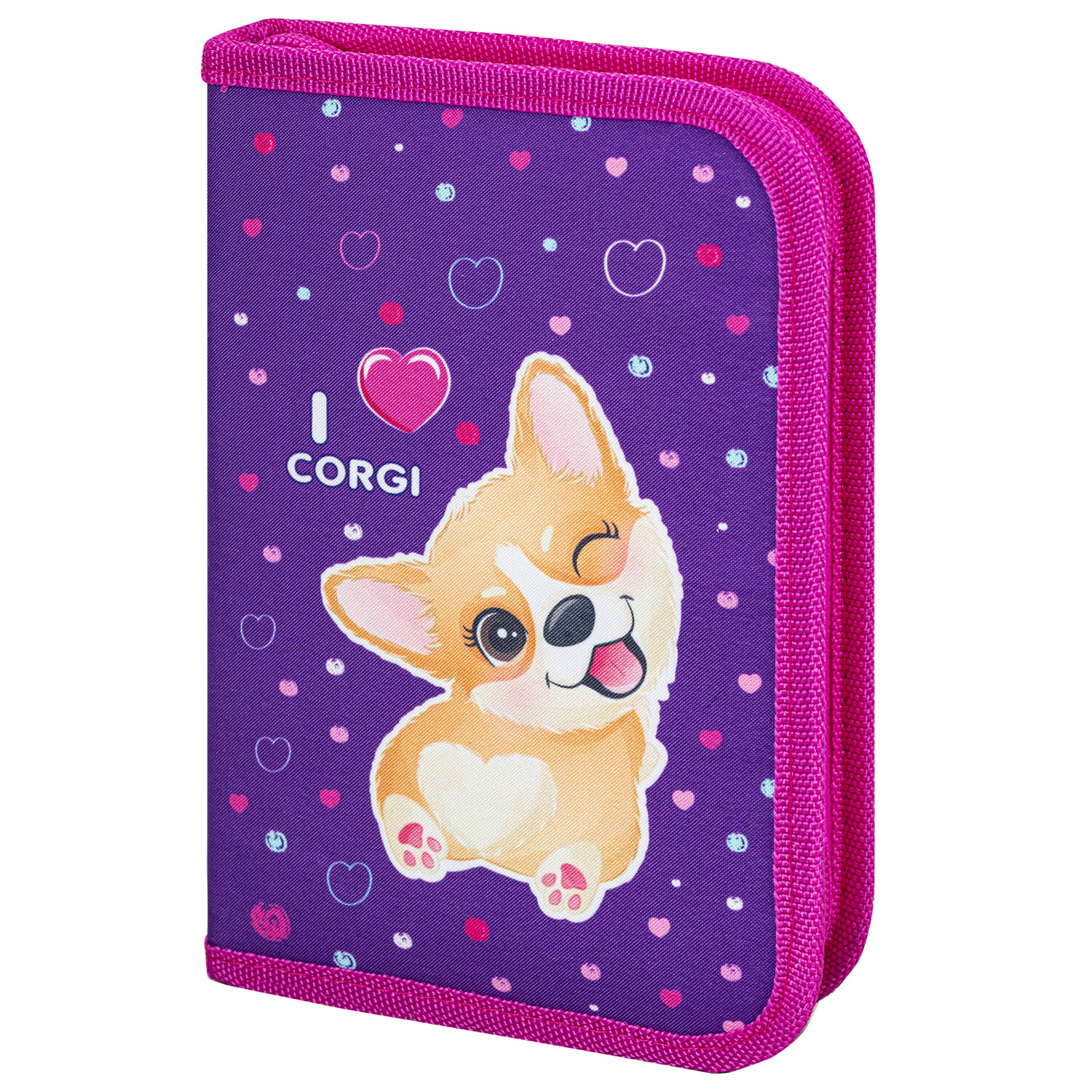 

Пенал Brauberg PREMIUM SINGLE DECKER I love corgi, 1 отделение, фиолетовый (271530), I love corgi